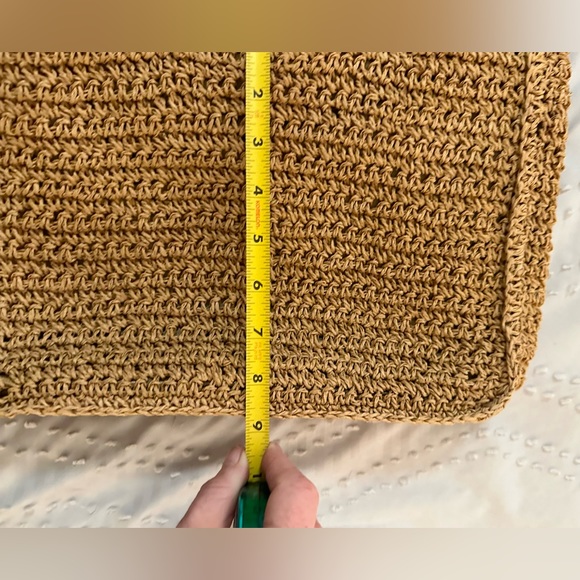 Brighton straw purse/tote, black & white leather bow. Zipper and inside pockets - Picture 12 of 14